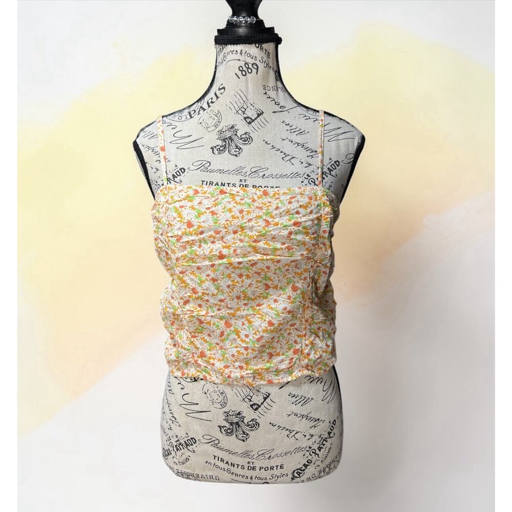 BP floral ruched crop camisole top Size M New